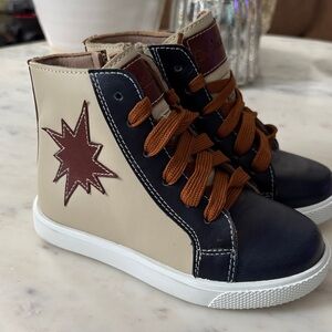 Elephantito Kids High-Top Sneakers - Navy and Cream